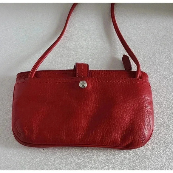 Leather SIGRID OLSEN RED Crossbody ORGANIZER Shoulder Bag Purse - Picture 4 of 8